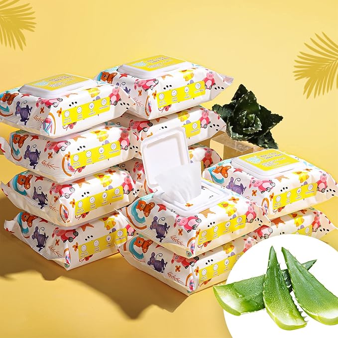 HAPPY BUM Saline Baby Wipes, Unscented, 360 Count (12 Packs of 30 Wipes) Saline Face Wipes