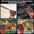 Infrared Thermometer Temperature Gun, TEMIRUP Digital Laser Temperature Gun with Probe for Cooking, Pizza Ovens, Griddles, Meat, HVAC, Non-Contact IR Temp Gun with Adjustable Emissivity, -40°F~1472℉