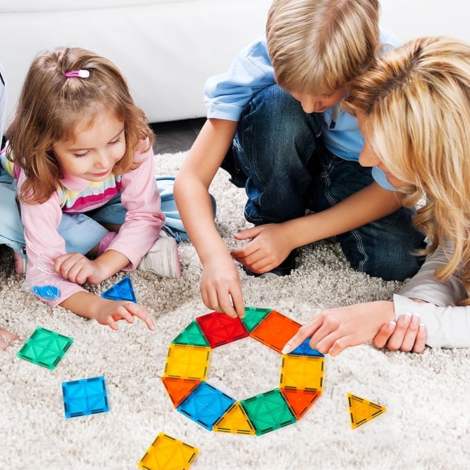 FNJO Magnetic Tiles, 100PCS Building Blocks, STEM Magnets Building Toy Set, Preschool Kindergarten Construction Stacking Toy, School Teacher Supplies, Classroom Must Haves