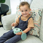 Silicone No Spill Snack Cups for Toddlers – Portable Baby Snack Cup Containers with Dustproof Lid – Dishwasher-Friendly Toddler Spill Proof Cups Without BPA, Lead, or Phthalates – Blue and Pink