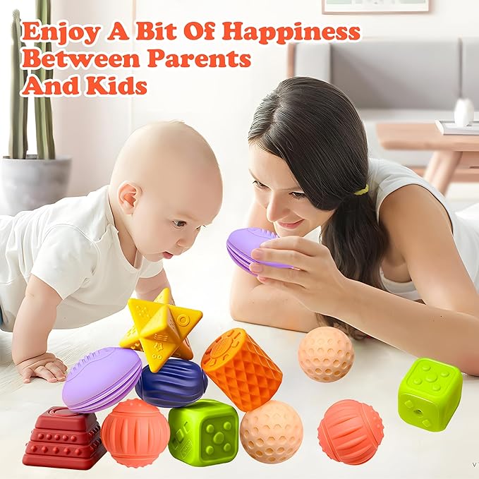 Sensory Balls for Baby, Soft Textured Multi Sensory Toys Montessori Toys for Babies Toddler Ball Toys Gift Set BPA Free Montessori Infant Baby Toys 6 to 12 Months