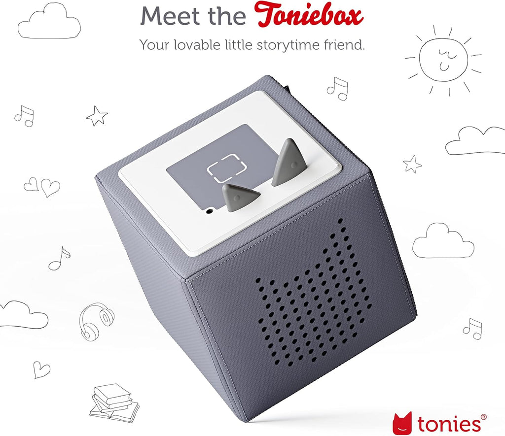 Toniebox Audio Player Starter Set with Spidey, Ghost-Spider, Spin, Black Panther, and Playtime Puppy - Listen, Learn, and Play with One Huggable Little Box - Gray