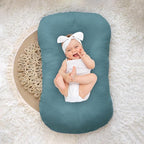 Hooyax Baby Lounger Cover 2 Pack - 100% Muslin Cotton Newborn Lounger Pillow Covers Only, Soft Breathable Infant Lounger Cover with Reinforced Stitching, Fits Most Standard Baby Loungers (Blue Grey)