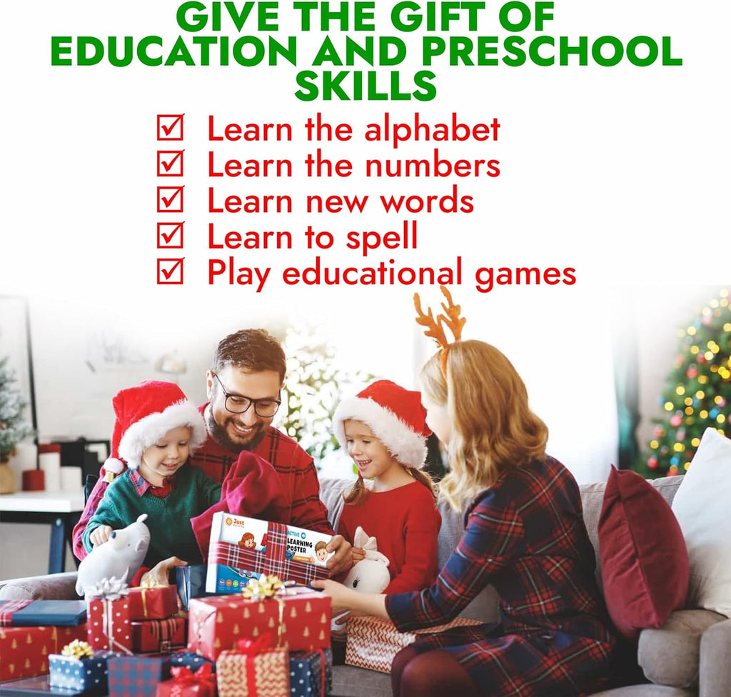 Just Smarty Interactive Alphabet Wall Chart | Talking ABCs & 123s Music Poster with Interactive Light | Toddler Alphabet Learning | Best Educational Gift for Boys & Girls Ages 2 3 4 5 | Letter Sounds