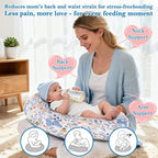 Nursing Pillow, Ergonomic Breastfeeding Pillow for Breastfeeding & Bottle Feeding, Standard Size Breathable with Washable Cover, Hypoallergenic, Tummy Time & Sitting Support (0-18Months)