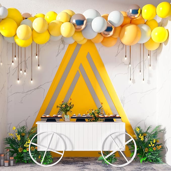 RUBFAC 129pcs Yellow Balloons Different Sizes 18 12 10 5 Inch Latex Balloon Garland Arch Kit for Masquerade Party Decoration Gender Reveal Graduation Anniversary Baby Shower Party Supplies