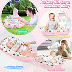 KISS GOLD Baby Lounger - Breathable Soft Cotton Cover Lounger Nest, Babies Essentials Gifts, Portable Infant Lounger for Baby Tummy Time Floor Playing Seated Support for Home and Travel