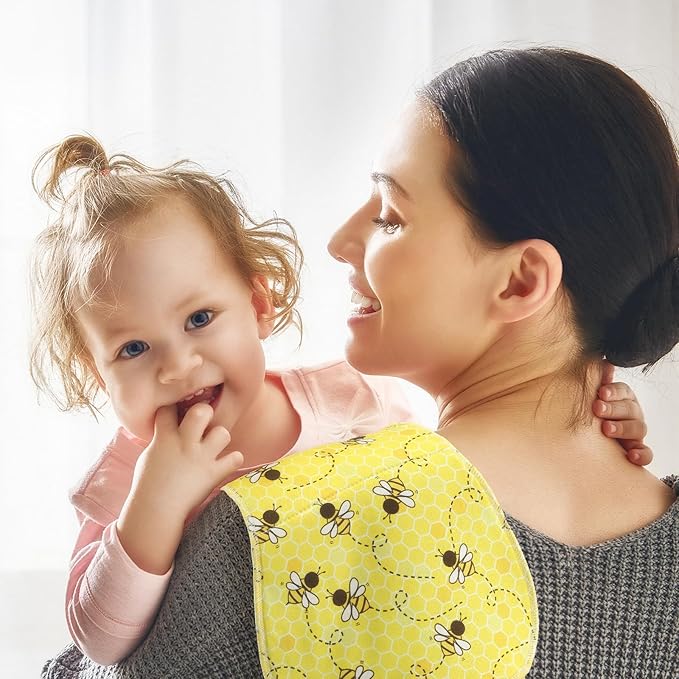 5 Pack Bee Pattern Baby Burp Cloths Soft Absorbent Burping Rags for Newborns 19"x9" Spit up Cloths for Boy Girl Newborn Baby Shower Registry Gifts Set Nursery Decor