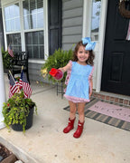 Wee Ones Girls' Plain Wrap Classic Grosgrain Hair Bows on a WeeStay No-Slip Hair Clip, Handmade, King, Millennium Blue