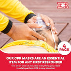 Adult and Infant CPR Mask Combo Kit – 4-Pack – 8 Valves, 4 Gloves, 8 Alcohol Pads – Latex-Free, Portable Pouch for First Responders