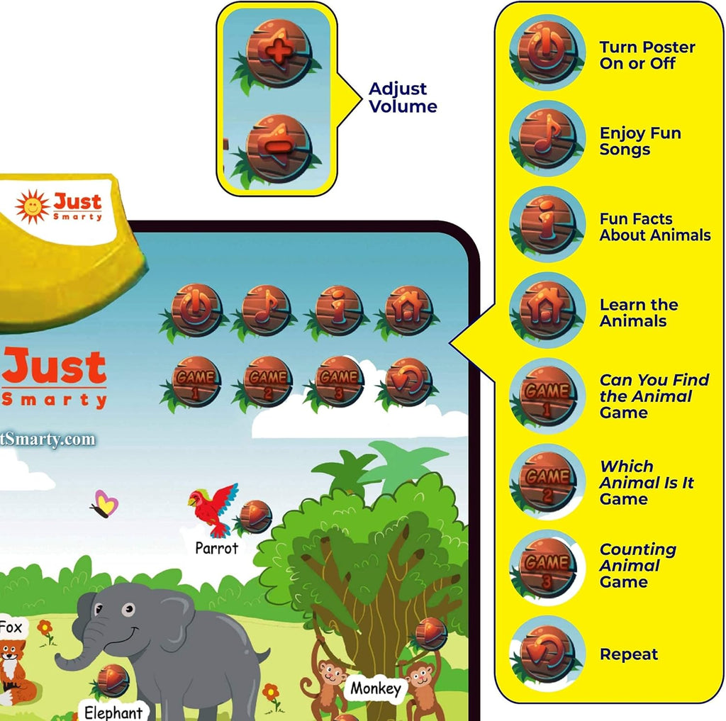 Just Smarty Zoo Animals Toddler Learning Toys Ages 3-6 | Sounds, Counting & Memory Games | Learning Resources Animals for Kids | Animal Facts Game | Toddler Learning Activities