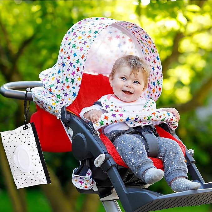 FEBSNOW 2 Pack Baby Wipe Dispenser,Portable Refillable Wipe Holder, Baby Wipes Container,Wipe Dispenser, Reusable Travel Wet Wipe Pouch