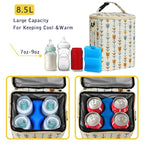 Breastmilk Cooler Bag with Ice Pack Fits 4 Baby Bottles Up to 9 Ounce Insulated Baby Bottle Bag Breast Milk Cooler on The Go with Strap Baby Bottle Cooler Bag for Nursing Mom Daycare or Travel