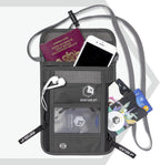 VENTURE 4TH Passport Holder Neck Wallet with RFID Blocking Nylon Lining - Hidden Neck Pouch for Travel (Gray)