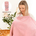 2 Pack Muslin Cotton Nursing Cover for Breastfeeding, Privacy Breathable Breastfeeding Cover Cover up with Arch Neckline for Mom, 100% Cotton Nursing Apron, Floral and Pink