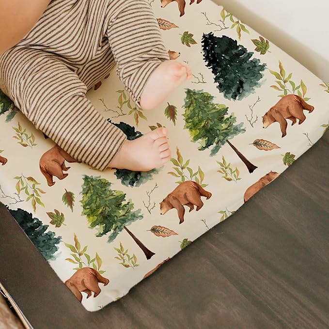 BROLEX Changing Pad Covers for Baby: Boy Girls Ultra Stretchy Soft 2 Pack, Brown Polar Bears