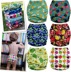 Mama Koala 3.0 Cloth Diapers for Babies, 6 Pack One Size Washable and Reusable Pocket Diapers for Newborns and Toddlers (Fruit Meeting)