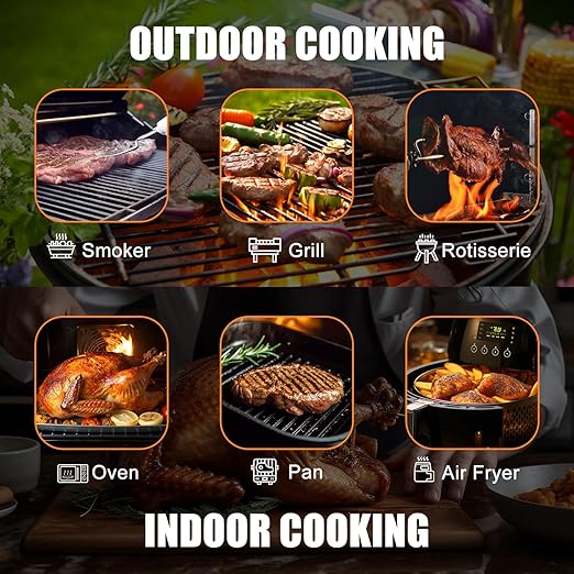 INSMART Wireless Smart Meat Thermometer,330FT Bluetooth Range,100% Waterproof,Precision Cooking Grilling,Multi Sensors,for BBQ,Oven,Grill,Kitchen,Smoker, Rotisserie Turkey Beef/iOS & Android App