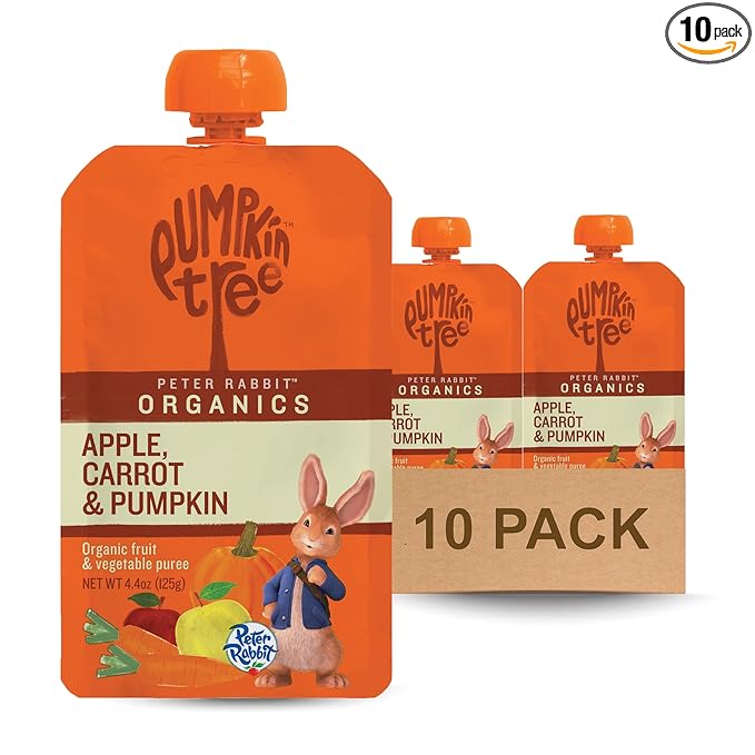 Pumpkin Tree Peter Rabbit Organics Apple, Carrot and Pumpkin Puree, 4.4 Ounce (Pack of 10)