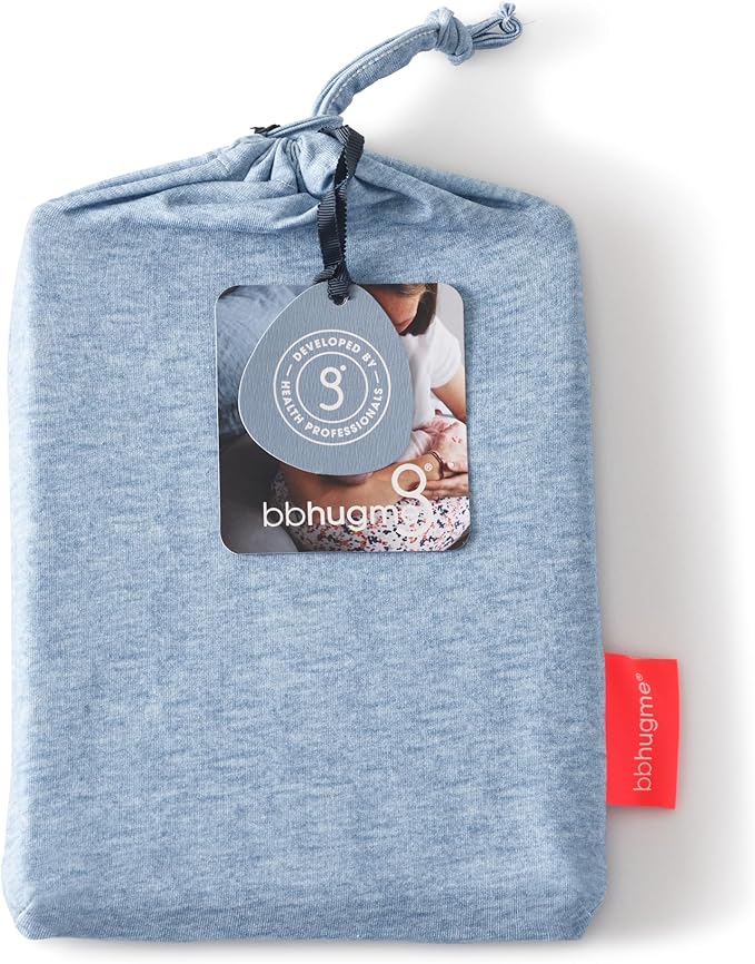 bbhugme Adjustable Nursing Pillow with Two Blue Melange Covers - Breastfeeding and Baby Support