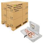 Alpine Wall Mounted Baby Changing Station - Pallet of 20 Units Horizontal Baby Changing Table Foldable Diaper Tables with Safety Strap & Installation Hardware for Commercial Bathroom, ADA Complaint