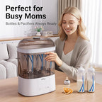 Bear Bottle Sterilizer and Dryer, 2 Layers Large Electric Steam Baby Bottle Sterilizer, Fast Bottle Sanitizer and Dryer for All Bottles & Accessories, Time-Saving Design