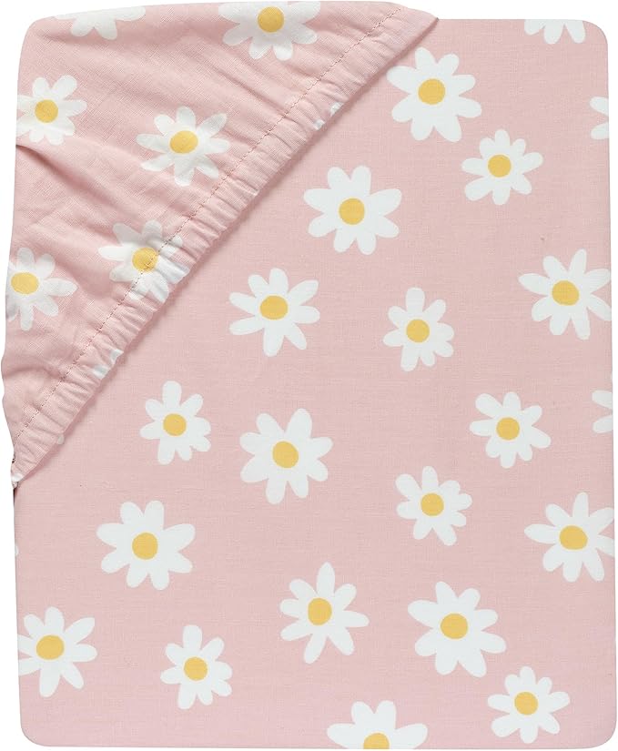 Lambs & Ivy Daisy Dreams Breathable 100% Cotton Baby Fitted Crib/Toddler Sheet