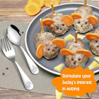 HaWare 12 Pieces Toddler Utensil Sets, Stainless Steel Kids Silverware Set Includes Toddler Forks and Spoons, Kids Safe Cutlery Set for Self Feeding, Cute Animal Handle Pattern, Dishwasher Safe