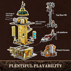 FUNWHOLE Steampunk Observatory Tower Lighting Building-Bricks Set - Astronomy Tower 2744 Pcs Collection Display Set for Adults and Steampunk Lovers