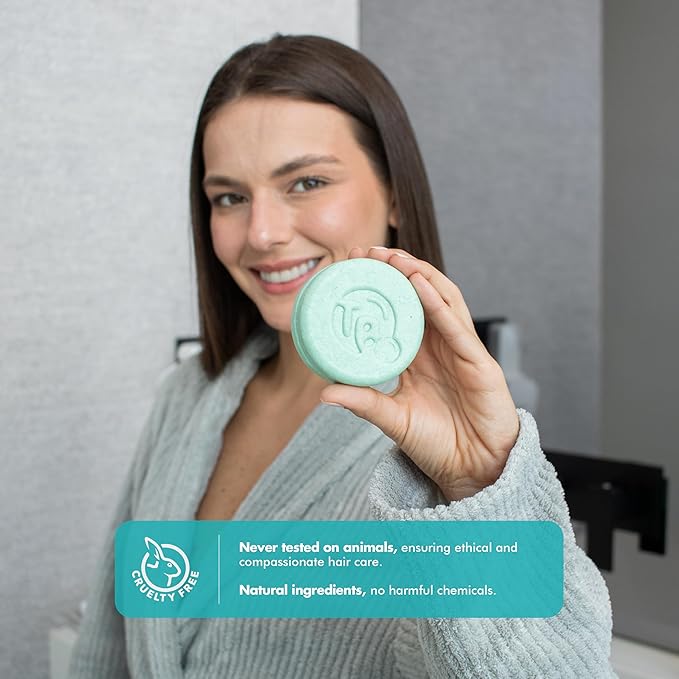 Castor Oil Shampoo & Conditioner Bar Set Bundle – With Peppermint Essential Oils & Biotin – Nourishing, Volumizing & Strengthening – Plastic-Free, Frizz Control – 7.8oz