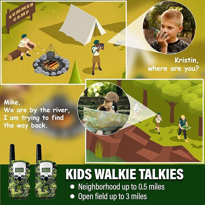 Outdoor Adventure Kit for Kids – Premium Camouflage Camping Gear with Walkie-Talkies – Military Style Toys – 10 in 1 Bundle – Ideal for All Ages and Genders (Junior Ranger)