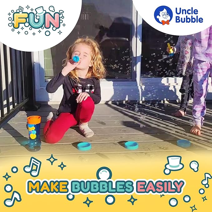 Uncle Bubble Mini Bubble Blower - Non Toxic Plastic Confetti Bubbler, Fun Summer Toys for Kids, Girls and Boys, Blow Thousands of Mini Bubbles in One Breath