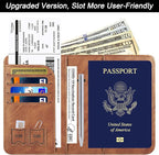 Passport Holder Cover Wallet Travel Essentials Leather Rfid Blocking Case Vacation Luggage Must Haves Travel Accessories for Men Women (116#Brown)