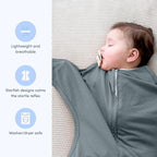 SleepingBaby Zipadee-Zip Transition Swaddle - Cozy Baby Swaddle Blanket with Zipper Convenience - Roomy Wearable Blanket for Easy Diaper Changes - Classic Grey, Large (12-24 Month)