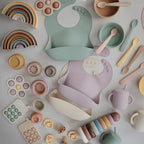 mushie Silicone Baby Feeding Spoons | 2 Pack (Dried Thyme/Natural)