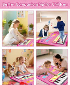 Toys for 1 Year Old Girl Gifts, Baby Musical Mat with Piano & Drum, Adjustable Volume, 12-18 Months Toddler Toys, Christmas Birthday Easter Gifts for 1-2 Year Olds Boys Girls (Pink)