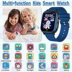 Kids Smart Watch Gift for Boys Ages 3-12, IP67 Waterproof, 32 Puzzle Games, HD Touchscreen Dual Camera Vedio Pedometer Music Player, Kids Watch Toy Birthday Gifts for Boys Ages 5 6 7 8 9 10 (Blue)