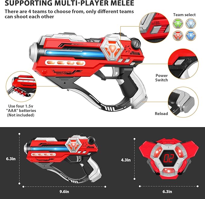 Laser Tag Guns Set of 4 Laser Tag Guns with Digital LED Score Display Vests,Gifts for Teens and Adults Boys & Girls,Adults and Family Fun,Gift for Kids Ages 8 9 10 11 12+Year Old Boy