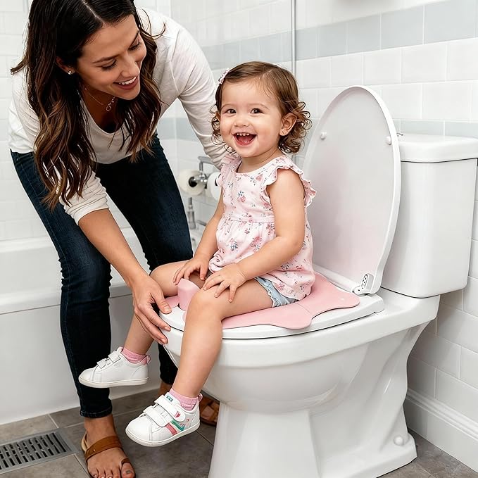 SKYROKU Foldable Kids Toilet Seat – Portable & Anti-Slip Travel Potty Training Seat for Toddlers,Safety material Baby Toilet Seat, Easy Clean & Compact for Home, Daycare, Grandparents House (Ages 2-6)
