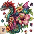 Wooden Puzzles for Adults, Dragon Puzzle Challenge Jigsaw Puzzles 300 Piece (Royal,12.62 in) Thickened Unique Shapes Family Reunion Puzzle, Best Gift for Adults and Kids, Family Game