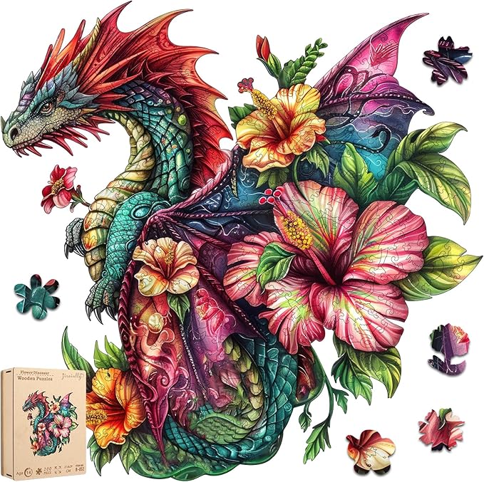 Wooden Puzzles for Adults, Dragon Puzzle Challenge Jigsaw Puzzles 200 Piece (Medium,11x11.2 in) Thickened Unique Shapes Family Reunion Puzzle, Best Gift for Adults and Kids, Family Game