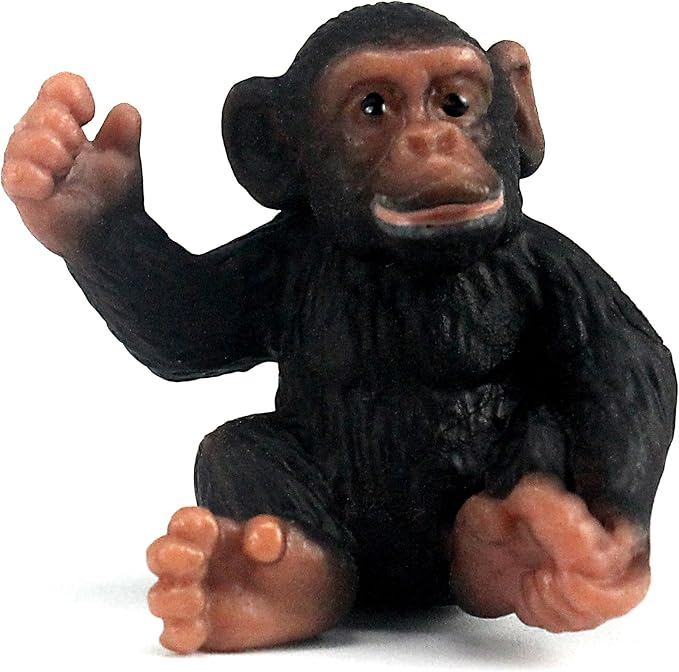 FUNSHOWCASE African Jungle Animals Young Chimp Chimpanzee Baby Toy Figure Realistic Plastic Figurine Height 1.4-inch