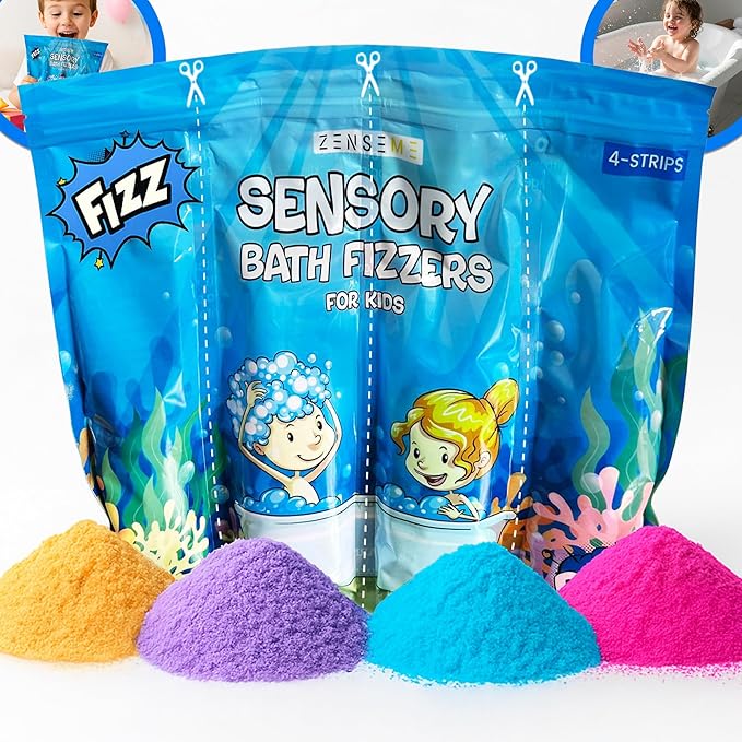 Bath Bombs for Boys - Bath Fizzies Kids Powder – 4 Fizzing Bath Colour Changing Bubble Powder for Children – Fun & Educational Bath Gift Set - Sounds and Sensory Fun