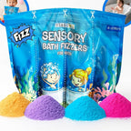Bath Bombs for Boys - Bath Fizzies Kids Powder – 4 Fizzing Bath Colour Changing Bubble Powder for Children – Fun & Educational Bath Gift Set - Sounds and Sensory Fun