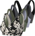 SUIEK 4 Pack Nursing Sleep Bra Maternity Bralette Cotton Breastfeeding Bras