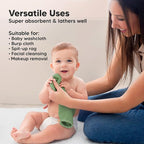 6-Pack Baby Washcloths - Soft Absorbent Viscose from Bamboo Wash Cloths for Babies, Kids, Toddlers, Infant, Newborn Bath Towels, Gentle on Sensitive Skin, 10x10 Reusable Face Towels (Verde)