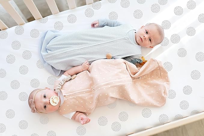 Ely’s & Co. Crib Sheets, Baby Boy/Girl Fitted Crib Mattress Sheet Set, 2 Pack, 100% Jersey Knit Cotton, Infant and Toddler Nursery Bedding, Grey Dottie Print, 28” x 52”