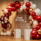 RUBFAC 129pcs Ruby Red Balloon Arch Kit, Different Sizes 18 12 10 5 Inches Cherry Red Latex Balloons for Garland Birthday Wedding Party Decoration