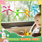 Sensory Travel Toys Easter Basket Stuffer Gift for Toddlers Kid Boy Year Old Ages 3+, Airplane Activities Suction Autism Pop Tube Fidget Toys Autistic Items Valentine for Kids (4pc-Rabbit)