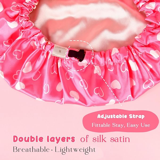 YANIBEST Baby Satin Bonnet Sleep Cap - Double Layer Reversible Adjustable Silky Satin Cap for Infant Toddler(0-6Months,Light Pink)